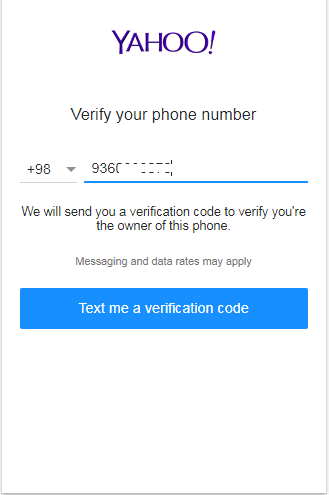 تایید شماره تلفن در یاهو